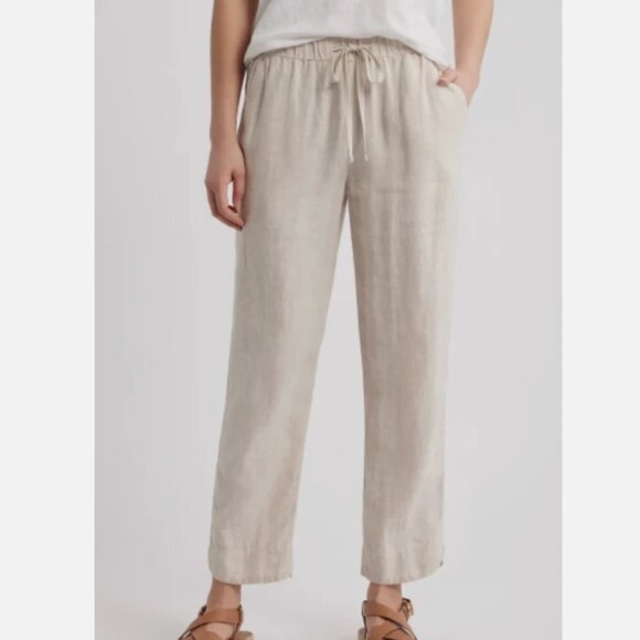 Caslon Tie Waist Taper Linen Pants - Tan Size Small - Picture 1 of 9